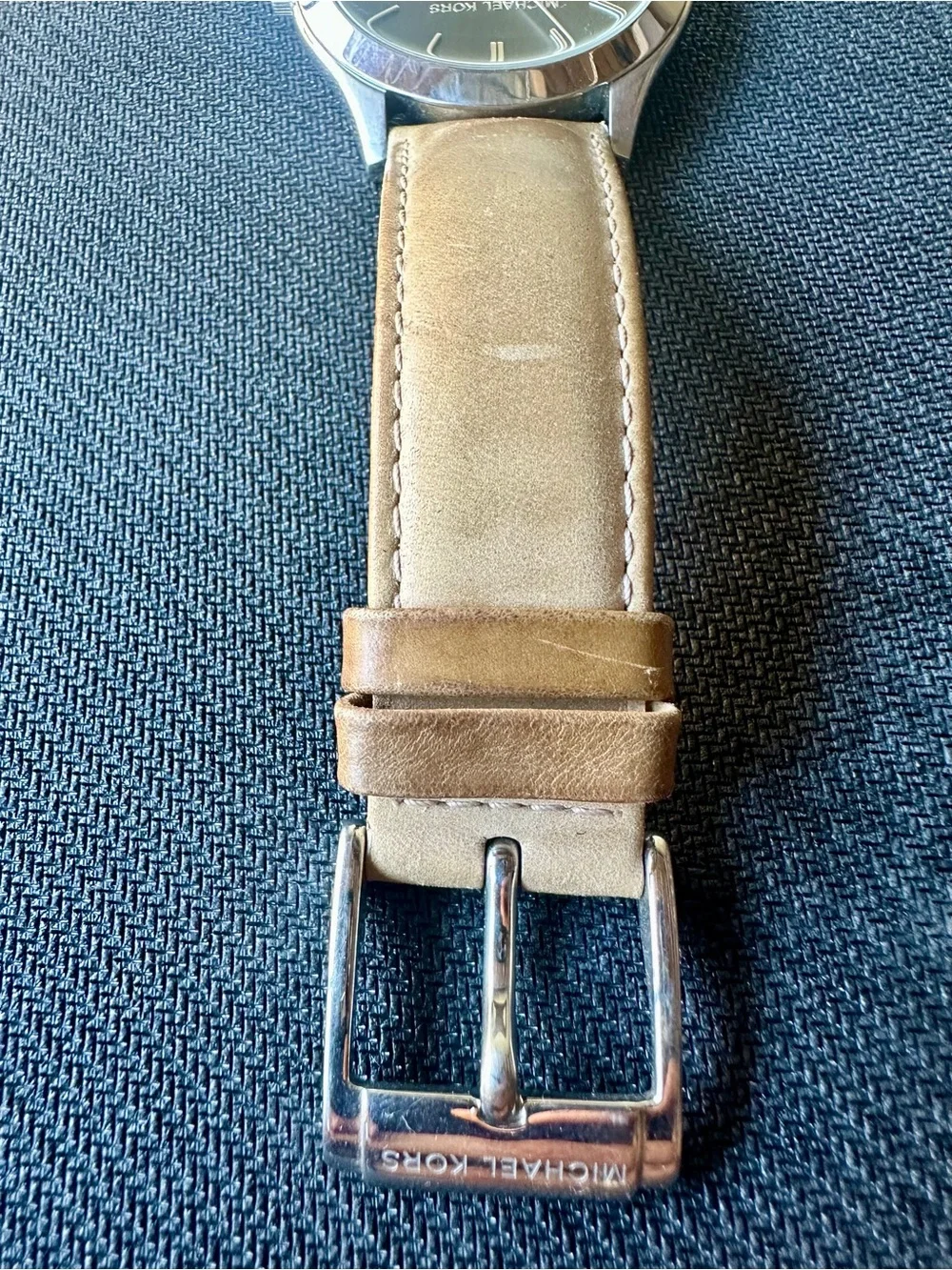 Men's Brown Leather Strap Watch with Black Dial